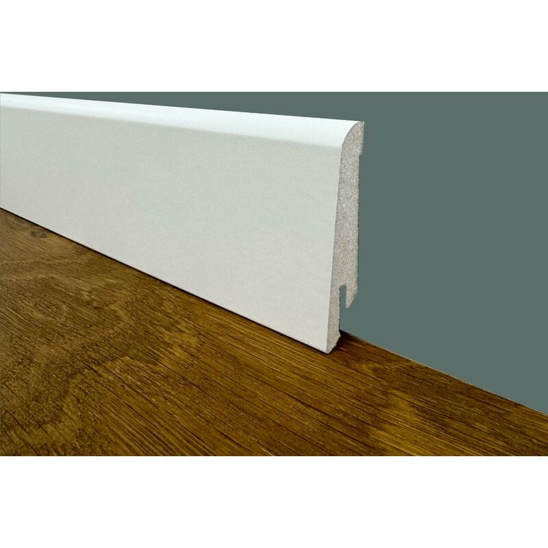 foto del prodotto 1,79 battiscopa zoccolino bianco inclinato in fibra di legno 60x15 parquet, laminati, spc, lvt
