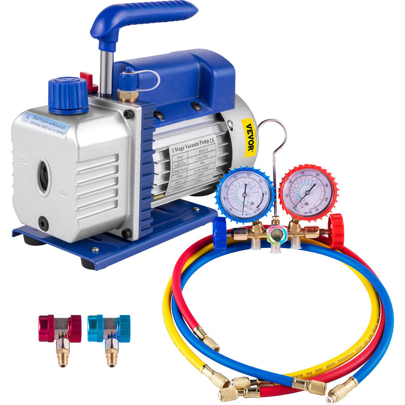 foto del prodotto 1.8 cfm a c pompa a vuoto, 1 4 hp automatico kit pompa a vuoto, radiatore intelligente, condizionatore dearia frigorifero con contatore 220v,