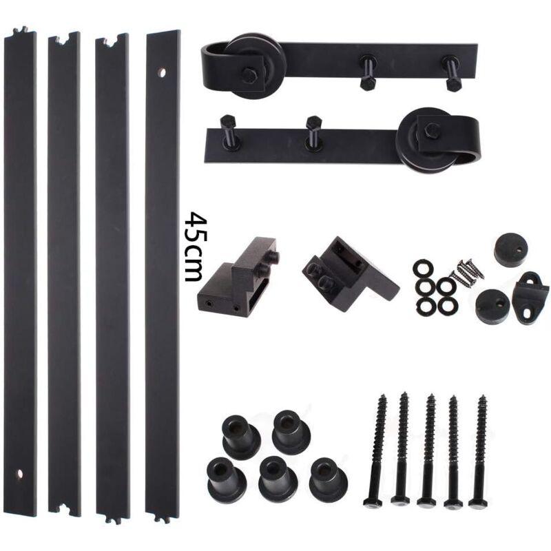 foto del prodotto 1.8m qbinario per porta singola scorrevole, kit accessori con regolabile guida porte scorrevoli pavimento