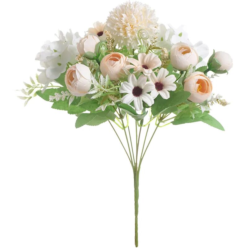 foto del prodotto 1 bouquet di fiori artificiali color champagne bianco