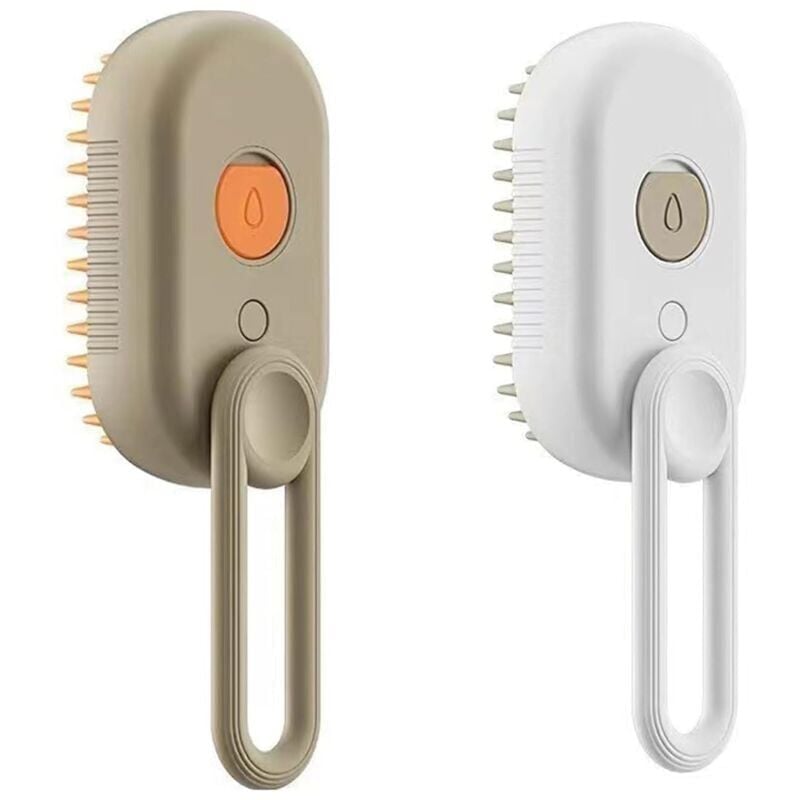 foto del prodotto 1 brosse de massage 3 en 1 en silicone pour chats et chiens, brosse à vapeur de massage, dissolvant d'enchevêtrements et de perte de poils, brosse à vapeur pour animaux de compagnie, orange et blanc,