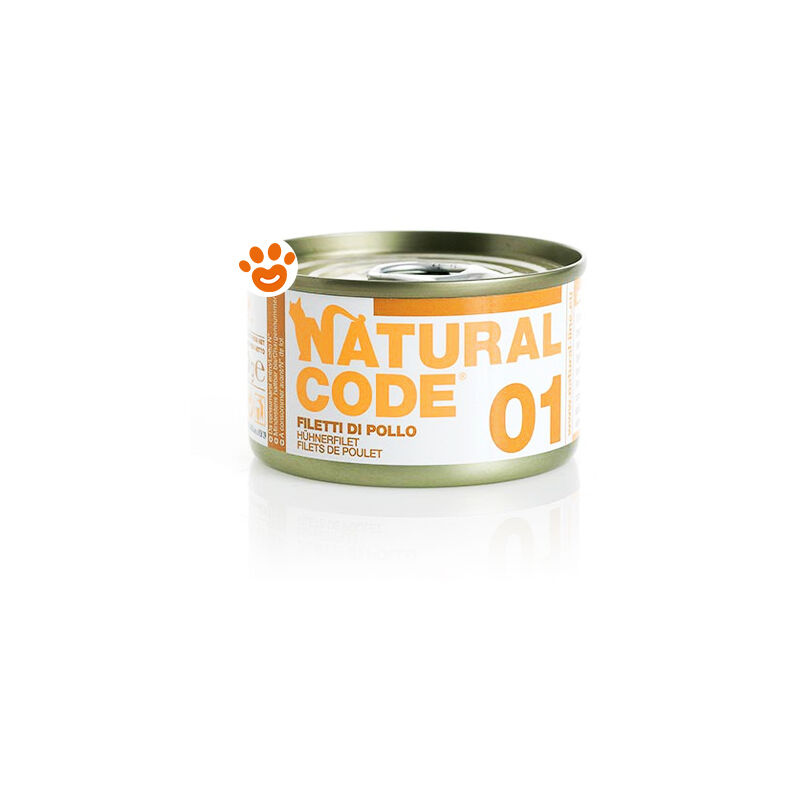 foto del prodotto 1 cat adult filetti di pollo 1 cat adult filetti di pollo lattina da 85 gr natural code