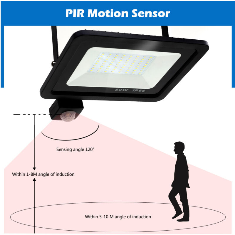 foto del prodotto 1 confezione da 30 w, faretto led per esterni con sensore di movimento, 3000 k, faretto led per esterni, ip66 con sensore di movimento, lampada di