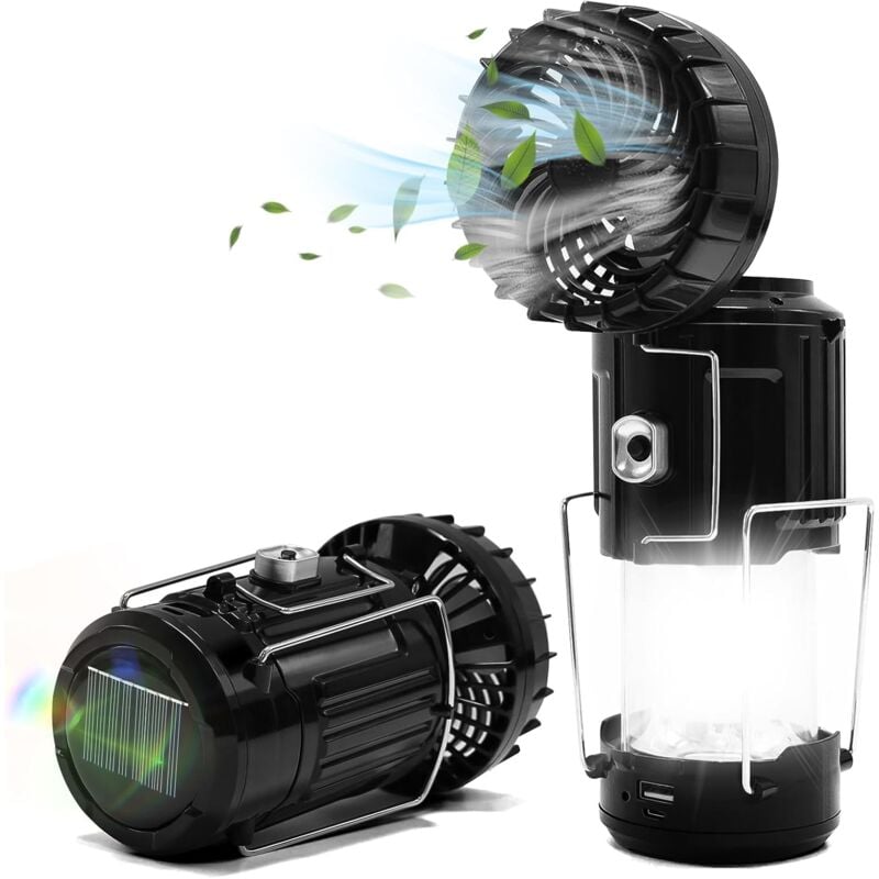foto del prodotto 1 confezione da ventilatore da campeggio con luce led lampada da campeggio lanterna usb solare batteria ricaricabile accessori da campeggio