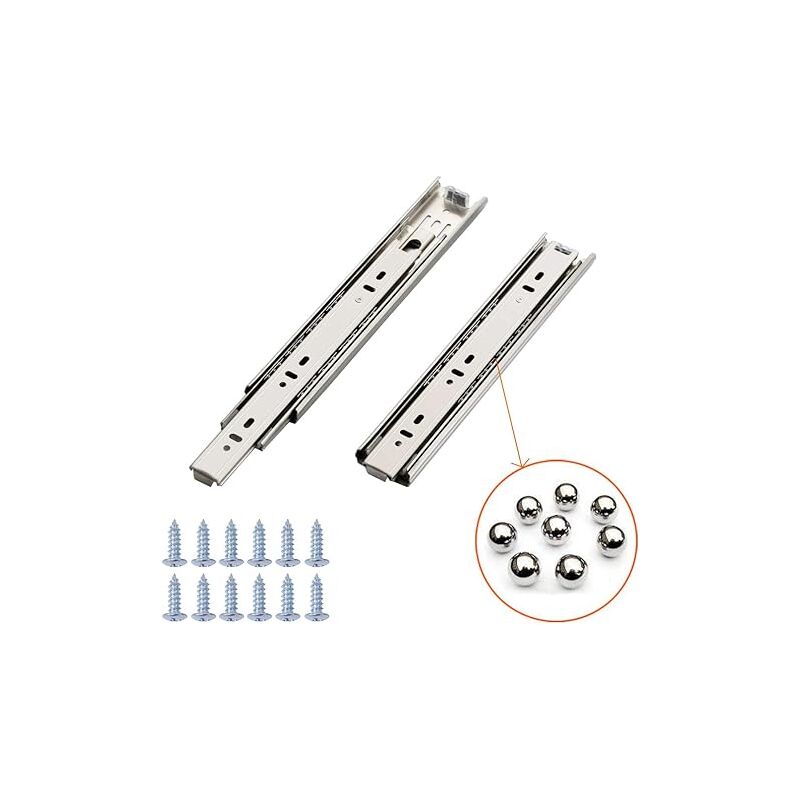 foto del prodotto 1 coppia 2 pz guide per cassetti, estrazione totale, guide per cassetti con cuscinetti a sfera arresto estensione estensione a rulli estensione