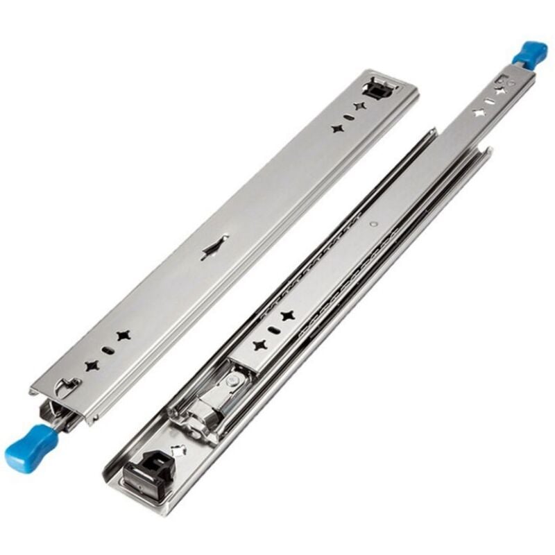 foto del prodotto 1 coppia di guide per cassetti industriali da 400 mm con cuscinetti a sfera e serratura per scaffalature per auto, capacit di carico 120 kg.