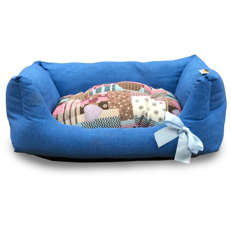 foto del prodotto 1 cuccia petit sofa 60x40x22 fabotex rosa azzurra a scelta per cani gatti cuscino