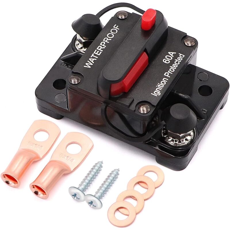 foto del prodotto 1 interruttore automatico da 60 a con ripristino manuale per auto, motori elettrici, barche, atv, protezione manuale dell alimentazione del sistema