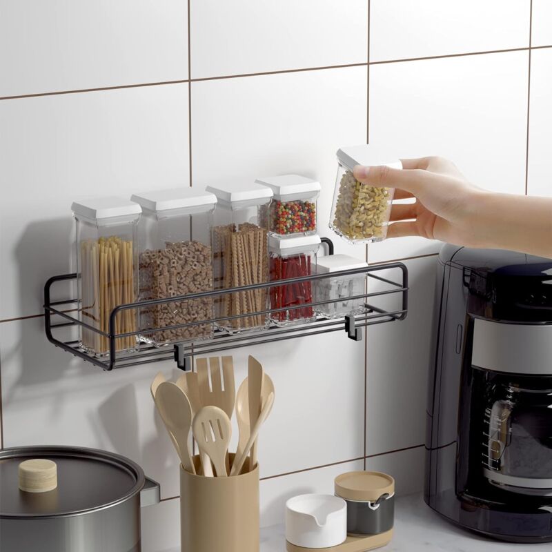 foto del prodotto 1 mensola doccia senza foratura, mensole da parete per bagno senza foratura, portaoggetti per doccia per shampoo e balsamo nero