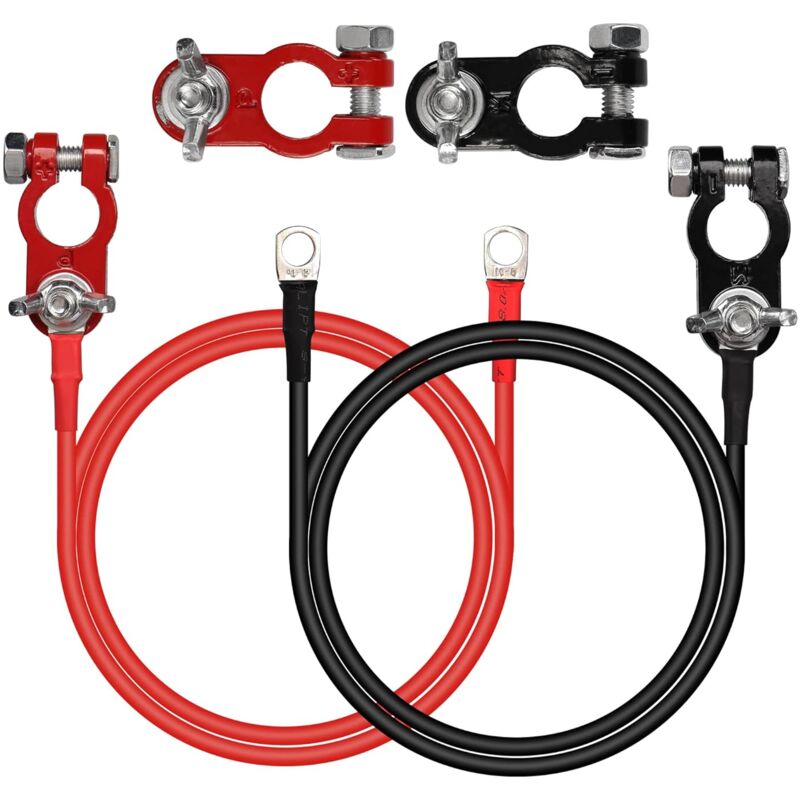 foto del prodotto 1 paio di cavi di collegamento per batteria in lega di alluminio rosso e nero 8 awg per auto, solare, marino, camper, motocicletta