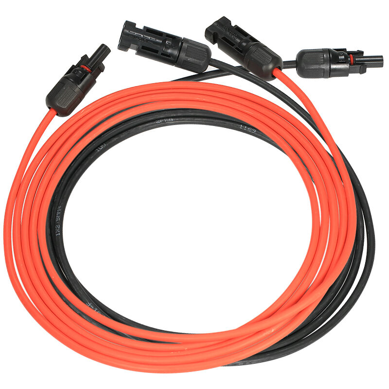 foto del prodotto 1 paio di cavi di prolunga per pannello solare 10 awg con connettore femmina e maschio, nero e rosso, 10 piedi