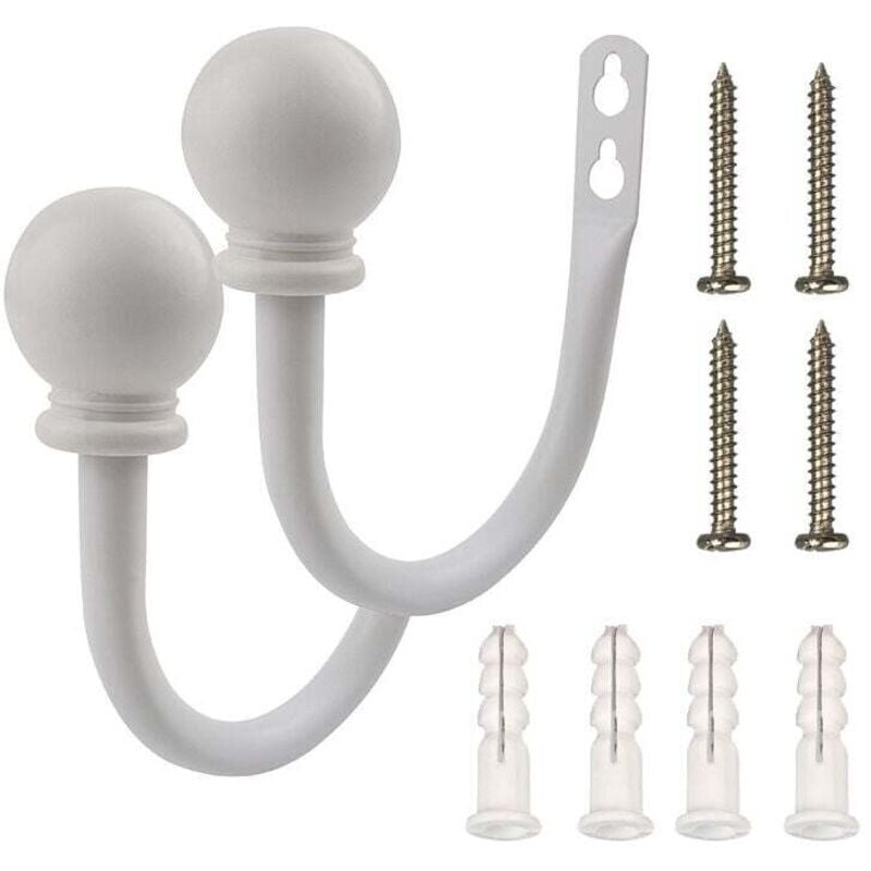 foto del prodotto 1 paio di fermatende bianchi, ganci a forma di u, fermatende decorativi, ganci a u, ganci in metallo per camera da letto, bianco 11 cm lablanc