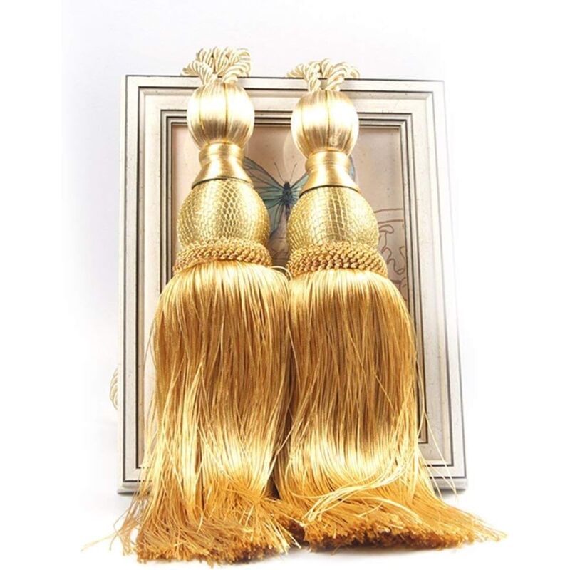 foto del prodotto 1 paio di fermatende con nappe, decorazioni per finestre, palline di nappe, fermatende in corda oro 