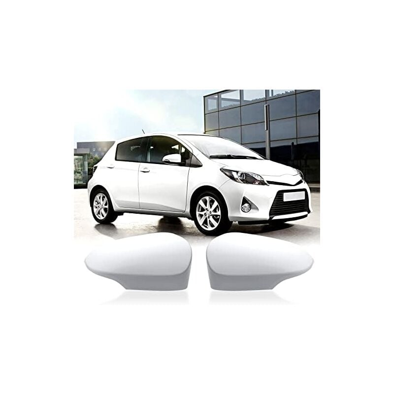 foto del prodotto 1 paio di tappi copri specchietto retrovisore per auto per toyota yaris 2012 2019 bianco 