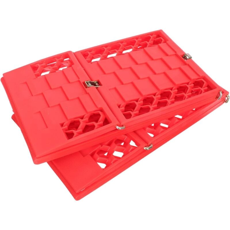 foto del prodotto 1 paio di tavole da trail per il recupero della sabbia, per motoslitte, per pneumatici da trail, per trazione, aiuto per il traino di emergenza, tappetino pieghevole in plastica rossa