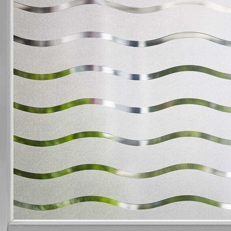foto del prodotto 1 pellicola in vetro satinato 60 x 200 cm, pellicola statica per finestre, protezione uv, non adesiva, pellicola per finestre con motivo a onde,