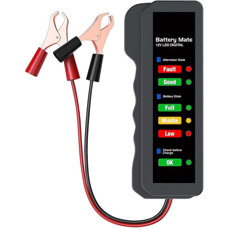 foto del prodotto 1 pezzo 12v tester batteria auto, tester alternatore automobilistico, controllo batteria, analizzatore per controllo alternatore e sistema di