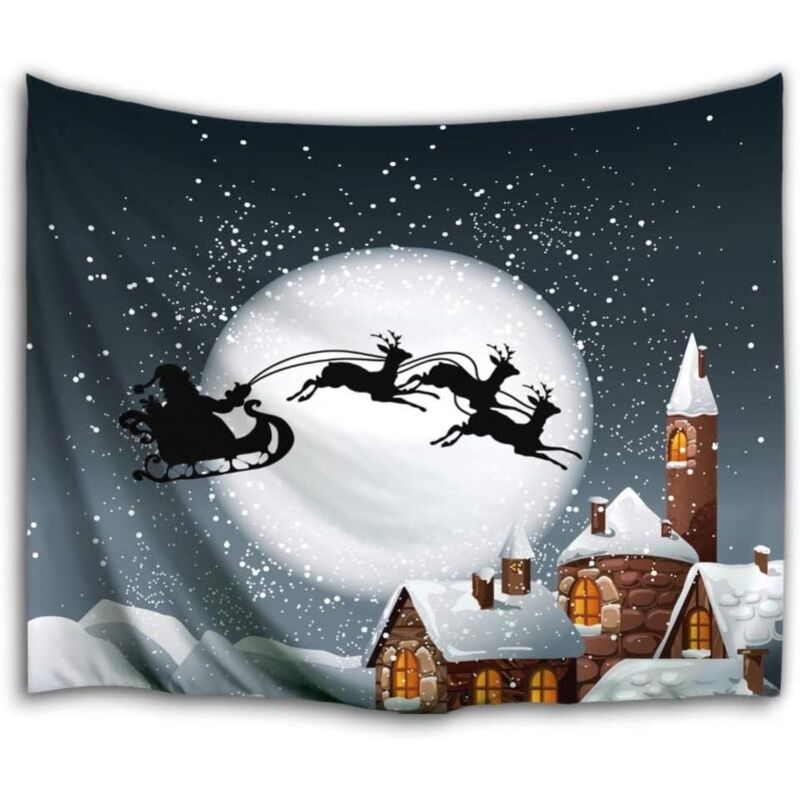 foto del prodotto 1 pezzo 150x130 cm luna casa natale arazzo da appendere a parete, luna fiocco di neve sfondo casa arazzo decorazione da parete per soggiorno, camera