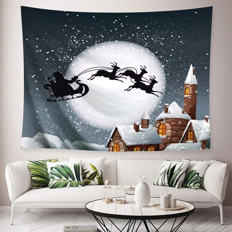 foto del prodotto 1 pezzo 200x150 cm luna casa natale arazzo da appendere a parete, luna fiocco di neve sfondo casa arazzo decorazione da parete per soggiorno, camera