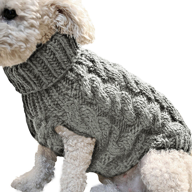 foto del prodotto 1 pezzo di maglione caldo a collo alto per animali domestici, maglione invernale, accessori per animali domestici l, grigio 