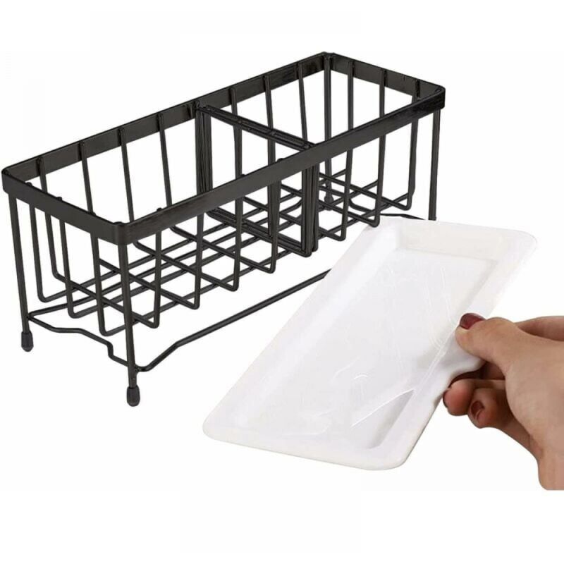 foto del prodotto 1 porta spugna da cucina, organizer per lavello, porta spugna monoblocco di alta qualit , resistente alla corrosione nero 