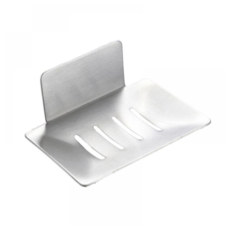 foto del prodotto 1 portasapone in acciaio inox per montaggio a parete, senza fori, per doccia argento . portasapone autoadesivo in acciaio inox per riporre le spugne.