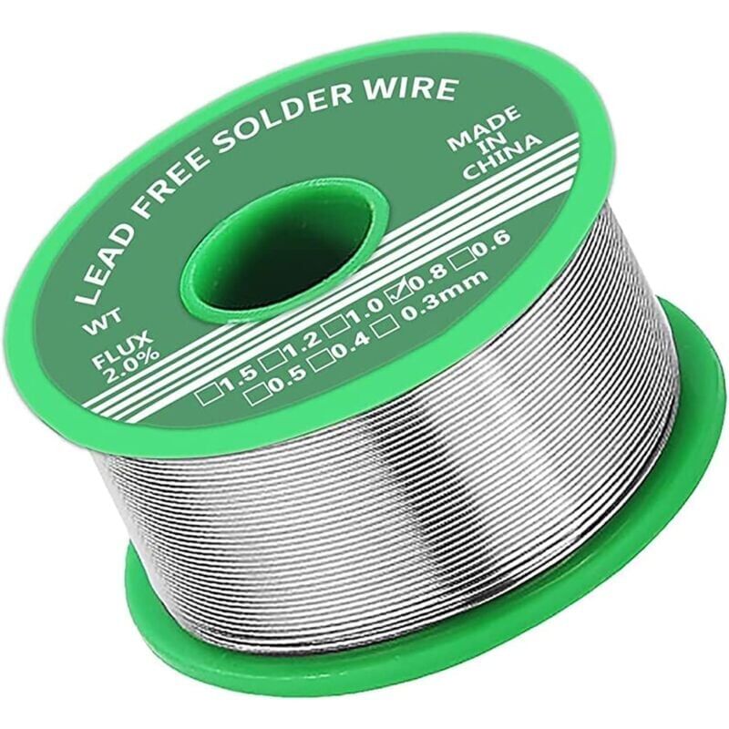 foto del prodotto 1 pz. 0,8 mm stagno per saldatura, stagno senza piombo con anima in colofonia, stagno per saldatura con flusso 20 g, filo per saldatura per