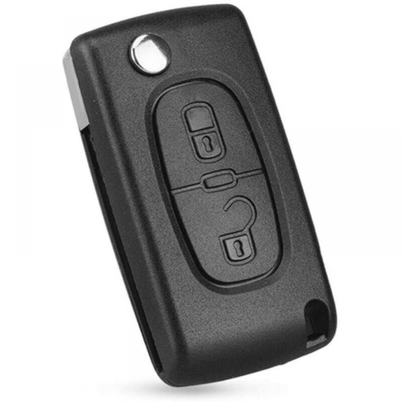 foto del prodotto 1 pz 2 pulsanti pieghevole portachiavi auto con portachiavi e porta batteria compatibile con peugeot citroen