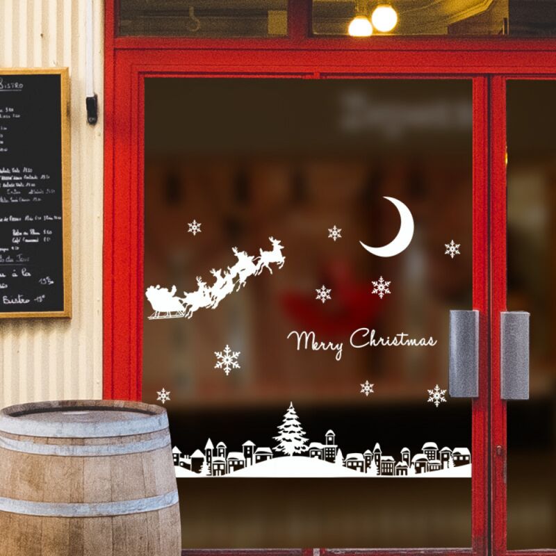 foto del prodotto 1 pz adesivi natalizi adesivi per finestre natalizie decorazioni natalizie fai da te adesivi renna babbo natale adesivi fiocchi di neve adesivi