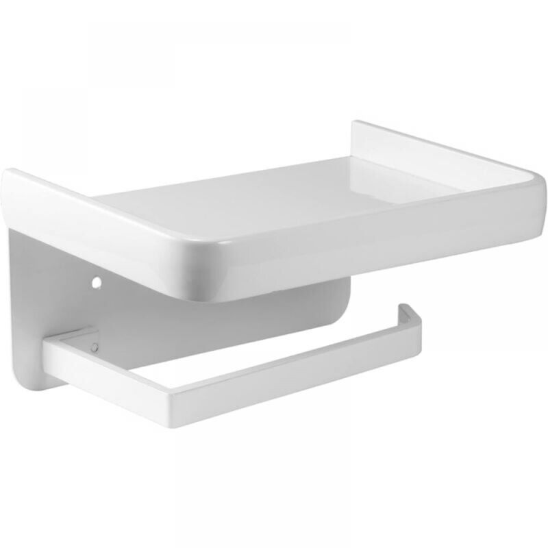 foto del prodotto 1 pz bianco porta rotolo di carta igienica a parete con ripiano portaoggetti in alluminio per bagno e cucina