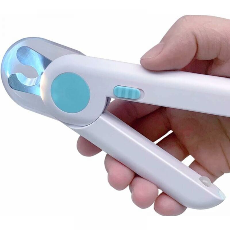 foto del prodotto 1 pz blu tagliaunghie per cani e gatti, tagliaunghie professionale per animali domestici, con luci led e protezione dagli schizzi, per animali di