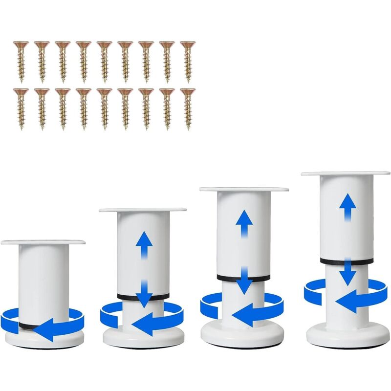 foto del prodotto 1 pz gambe di supporto per mobili regolabili in altezza con viti 3,1 4,7 pollici circa 8,0 12,0 cm , piedini per mobili di ricambio in metallo per