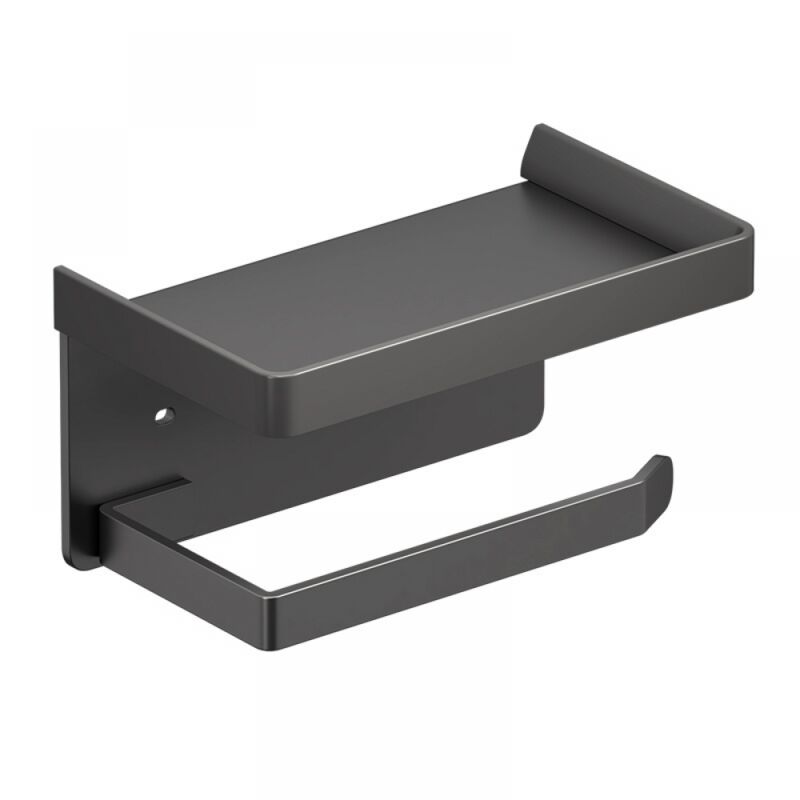 foto del prodotto 1 pz nero porta carta igienica a parete con ripiano portaoggetti in alluminio per bagno e cucina