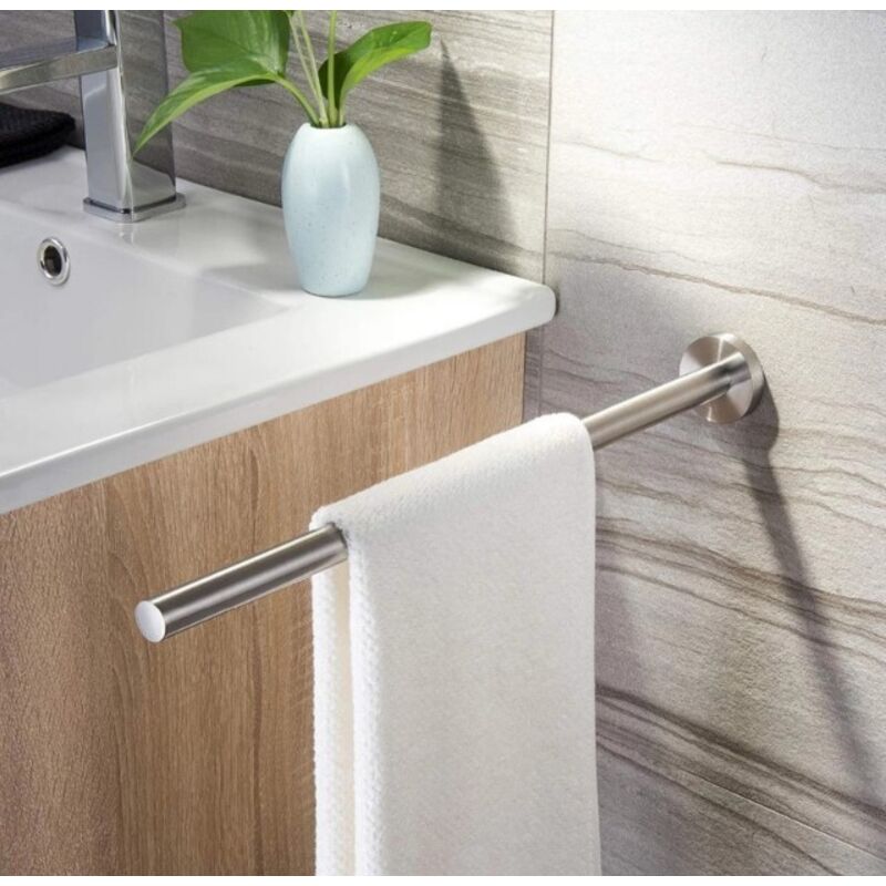 foto del prodotto 1 pz. portasciugamani da parete in acciaio inox spazzolato argento da 40 cm, portasciugamani singolo per bagno