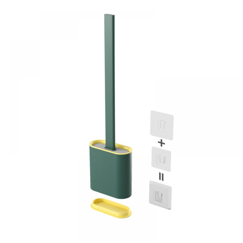 foto del prodotto 1 pz scopino per wc scopino per wc in silicone flessibile verde super igienico, scopino per wc in plastica morbida per uso domestico con base