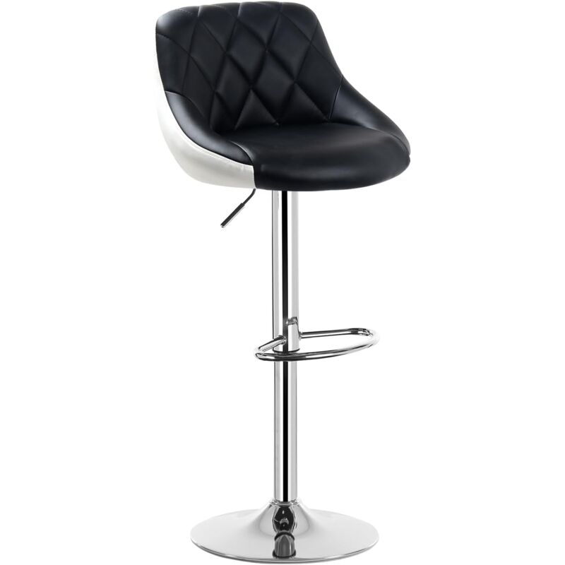 foto del prodotto 1 pz sgabello da bar sedia cucina imbottita girevole in metallo e ecopelle nero bianco woltu