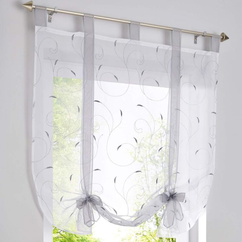 foto del prodotto 1 pz tende a pacchetto con ricamo per finestra tende trasparenti per camera da letto balcone cucina, grigio, 80 cm x 140 cm ymyny