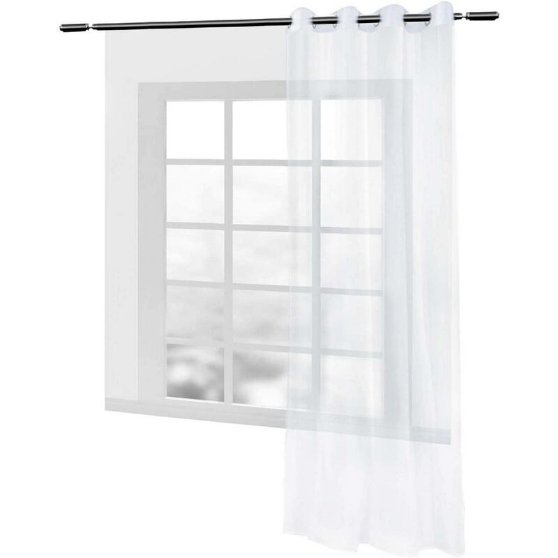 foto del prodotto 1 pz voile tenda trasparente drappeggio con occhielli decorazione finestra bianco 140x175cm ,tenda senza cinghie woltu