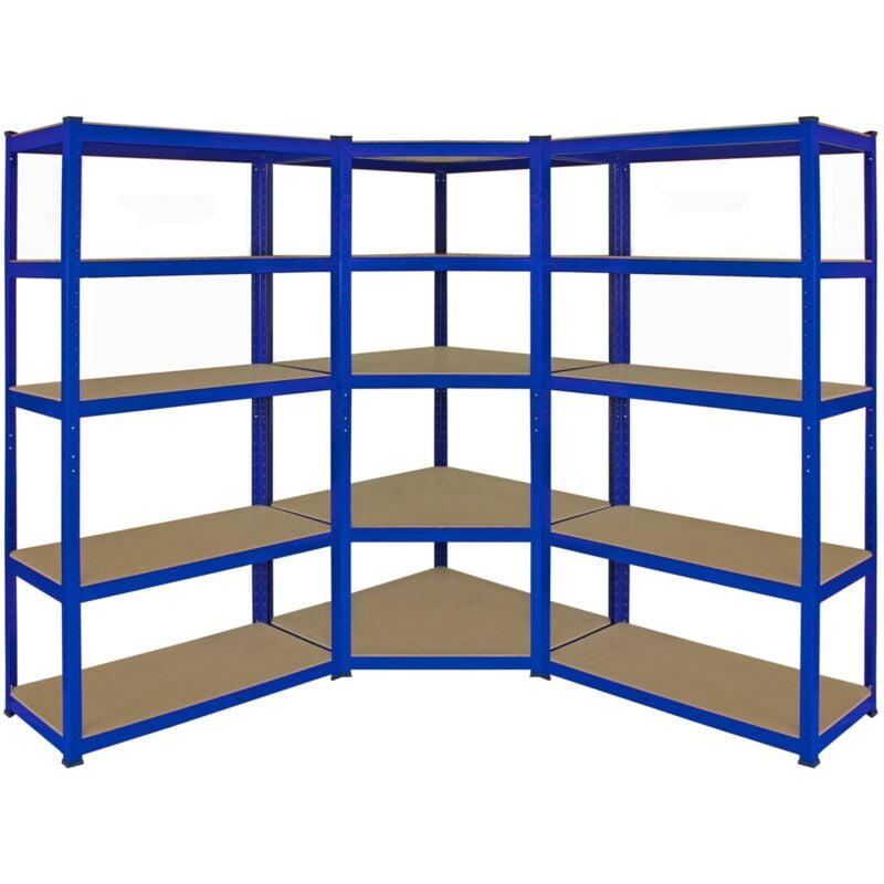 foto del prodotto 1 scaffale ad angolo 2 scaffali t rax in acciaio senza bulloni blu 90cm x 45cm x 183cm