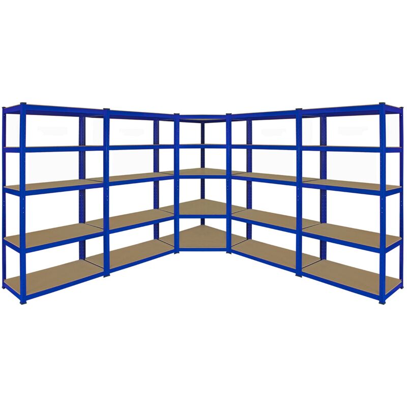 foto del prodotto 1 scaffale ad angolo 4 scaffali t rax in acciaio senza bulloni blu 90cm x 45cm x 183cm
