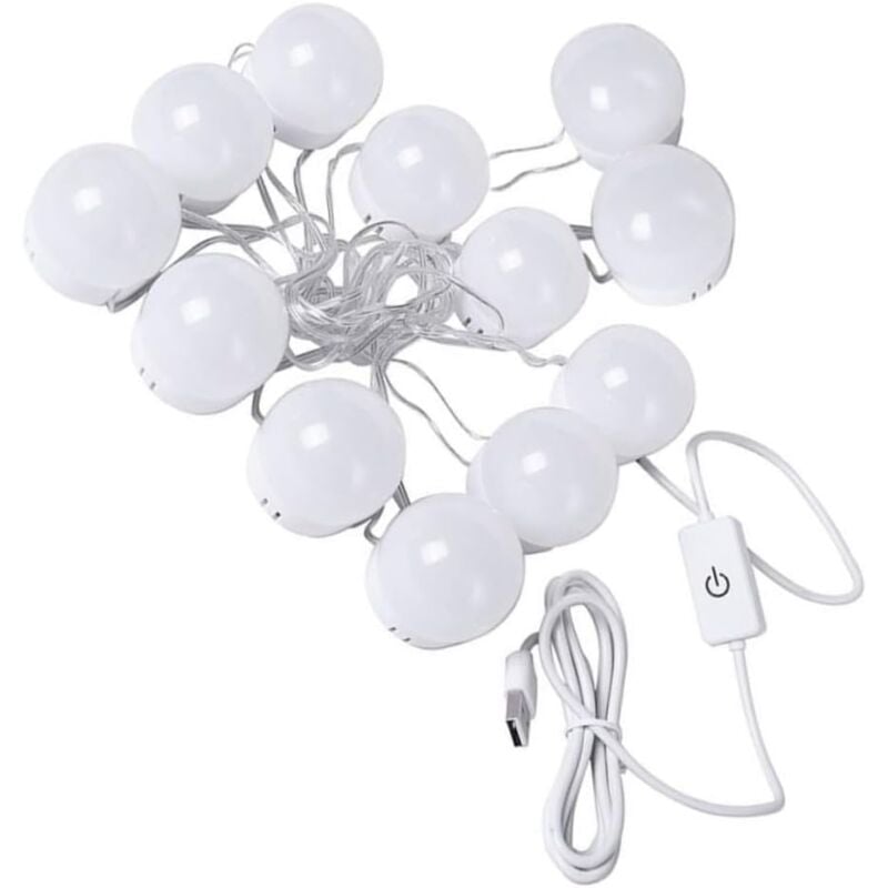 foto del prodotto 1 set di lampadine davanti allo specchio, luce led per specchio per il trucco, luci led per specchio, lampadina usb, lampadine led per specchio per