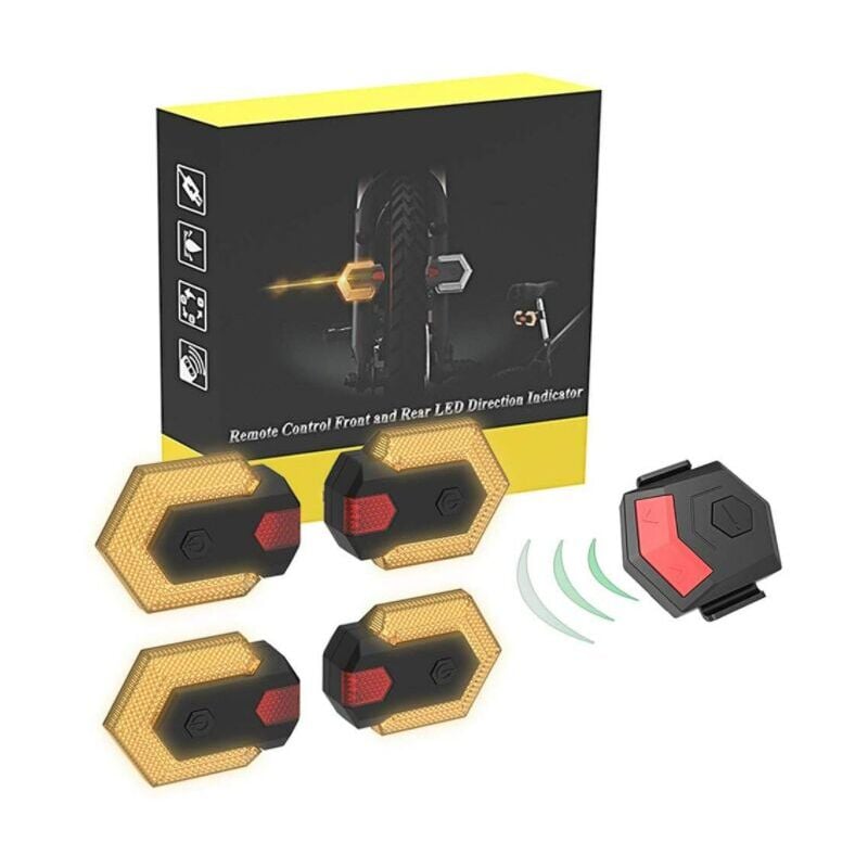 foto del prodotto 1 set di luci di direzione anteriori e posteriori per bicicletta con telecomando wireless nero -