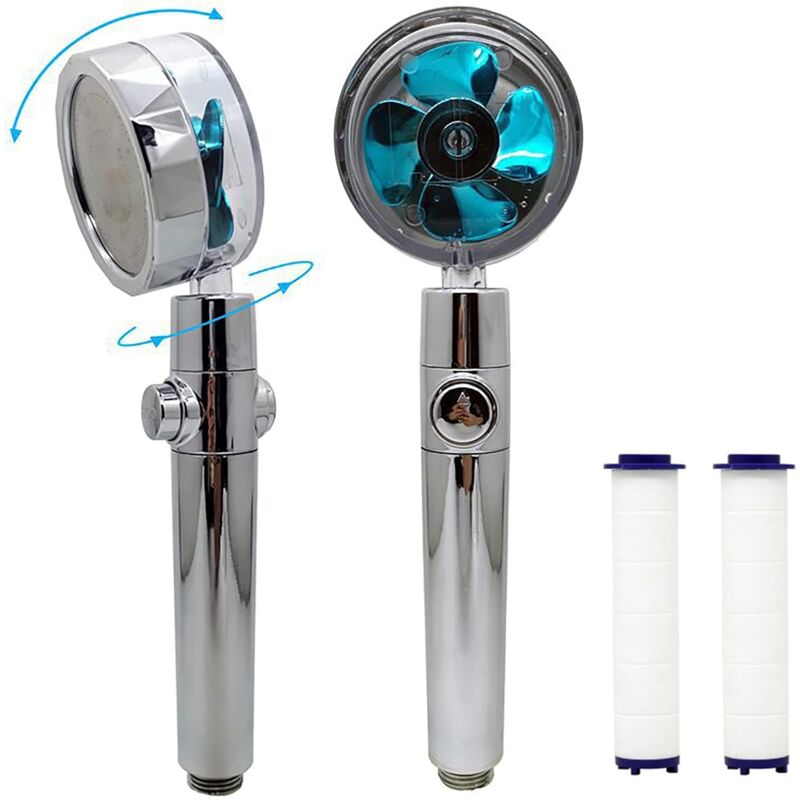 foto del prodotto 1 soffione doccia ad elica ad alta pressione, ugello doccia rotante a 360 per il risparmio idrico, connettore universale da 2 cm, accessori per il