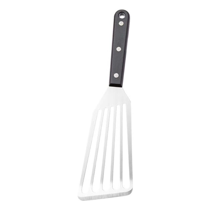 foto del prodotto 1 spatola in acciaio inox per pesce, pala per friggere, manico in legno, spatola forata per bistecca, spatola in metallo multiuso per cucina manico