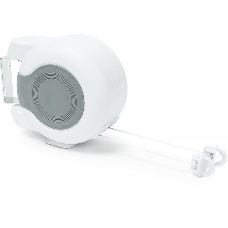foto del prodotto 1 stendibiancheria automatico con 2 corde, rivestimento in plastica e raccordi in metallo, bianco.