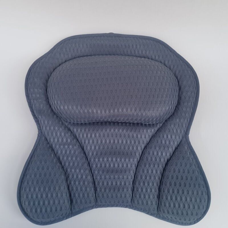 foto del prodotto 1 tappetino da bagno grigio con 6 ventose antiscivolo, morbido tappetino da bagno in rete 3d per sostenere testa, collo e schiena, ideale per vasche