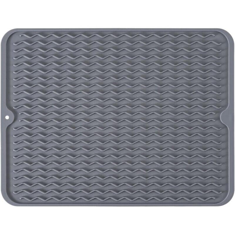 foto del prodotto 1 tappetino di asciugatura, tappetino di asciugatura in silicone grigio scuro, tappetino di asciugatura rapida per accessori da cucina