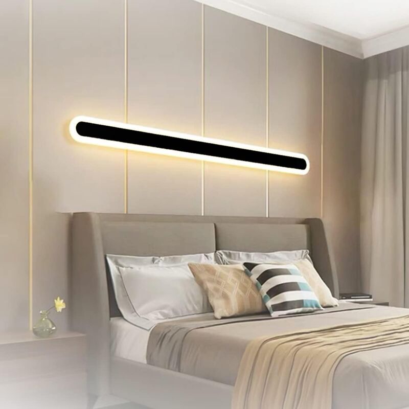 foto del prodotto 1 x 16w lampada da soffitto da parete per interni, luce led lunga 40 cm, illuminazione da parete con design a 3 colori, grande applique nera per