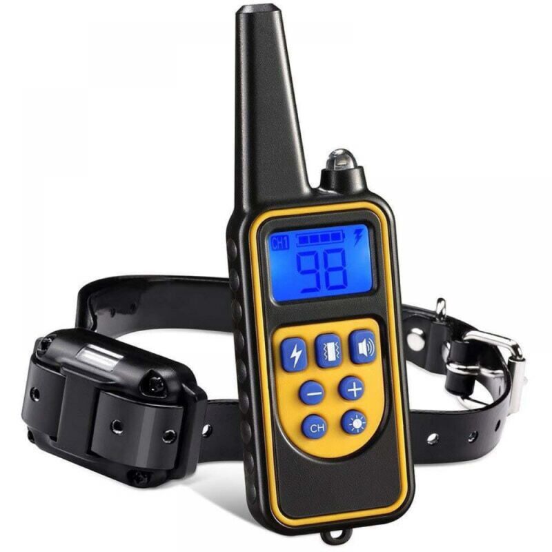 foto del prodotto 1 x collare di addestramento per cani ricaricabile, portata 800 m, con vibrazione, suono, shock elettrostatico e modalit luce, impermeabile ipx67,