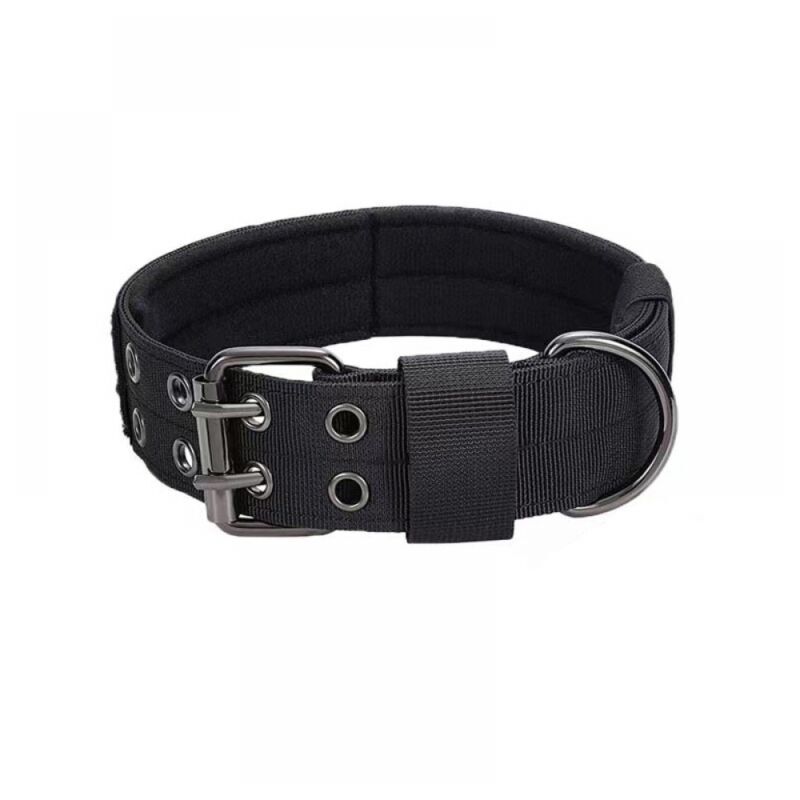 foto del prodotto 1 x collare per cani imbottito regolabile in stile militare, nero xl 50 60 , collare per cani in nylon con fibbia in metallo per l addestramento di